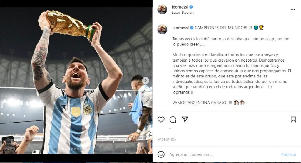 La celebración de Messi, “post” con más “me gusta” en historia de Instagram  | El Heraldo de Saltillo